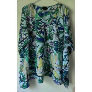 Liz‎ Claiborne Career Women's Floral V-Neck Tunic Poncho Cold Shoulder Size 1X